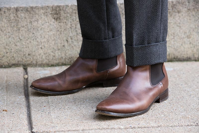 business casual with brown shoes