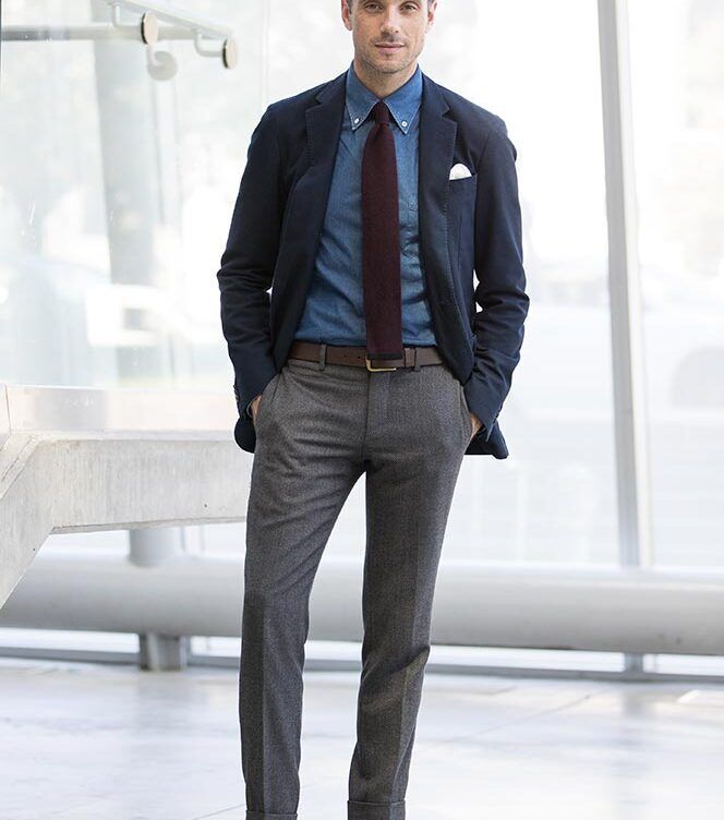 casual blazer with tie