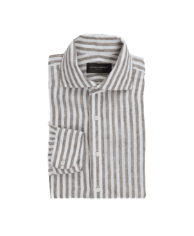 Brown Striped Linen Shirt - He Spoke Style Shop