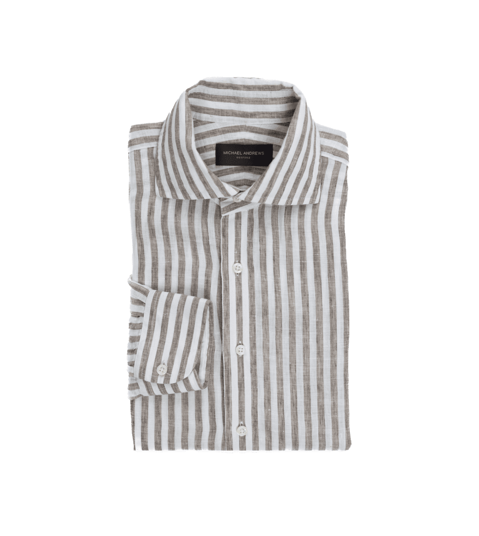 Brown Striped Linen Shirt - He Spoke Style Shop