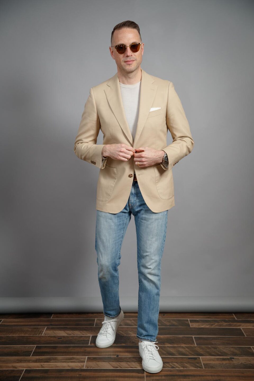 Men's Lightweight Cotton Blazer in Khaki – Stylish & Versatile