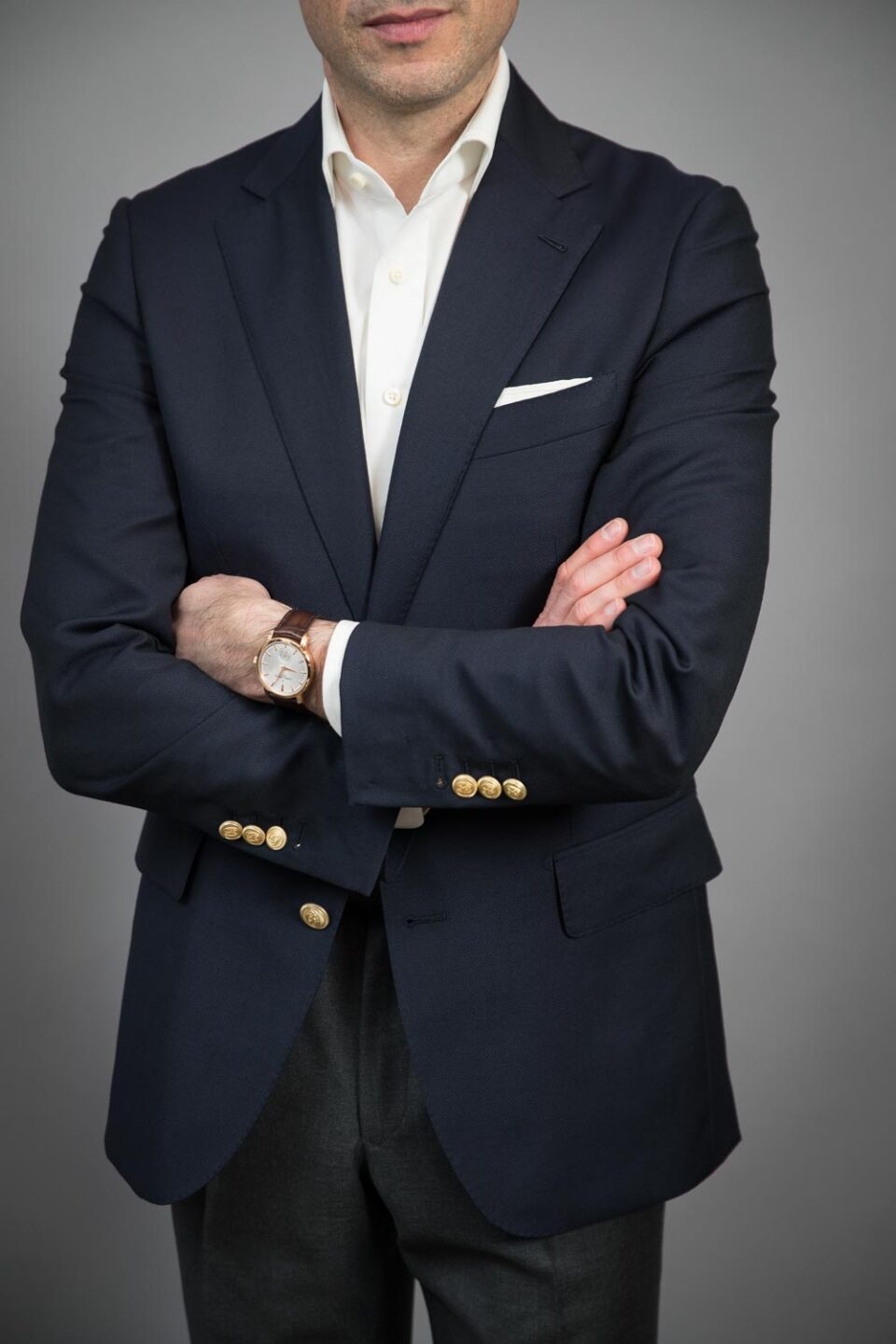 Model Wearing Classic Navy Blue Blazer – Polished & Sophisticated Look