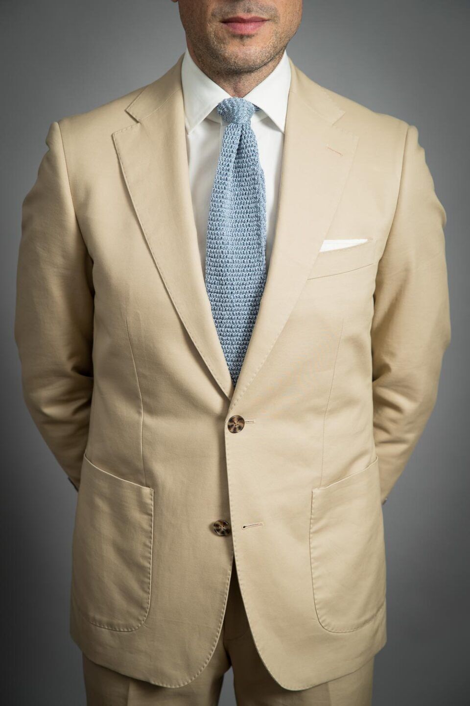 Men's Lightweight Khaki Suit in Breathable Cotton