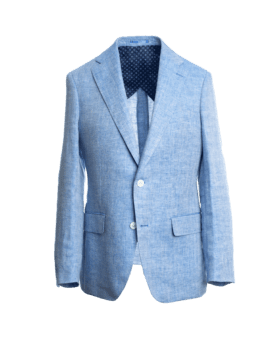 Azure Blue Herringbone Linen Sport Coat – Custom Fit by He Spoke Style