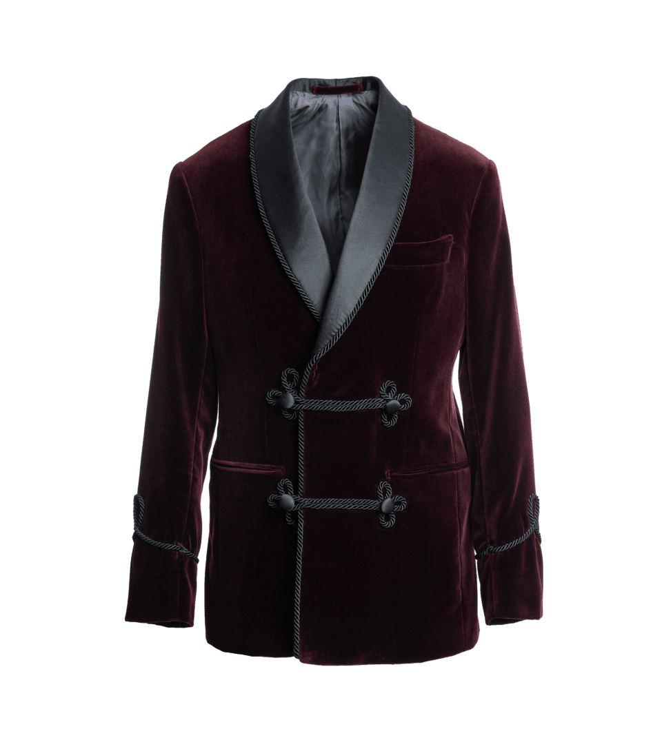 Burgundy Velvet Smoking Jacket – Custom Fit by He Spoke Style