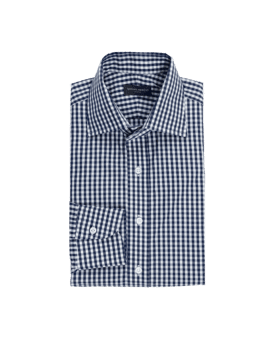Navy Blue Gingham Dress Shirt - He Spoke Style Shop