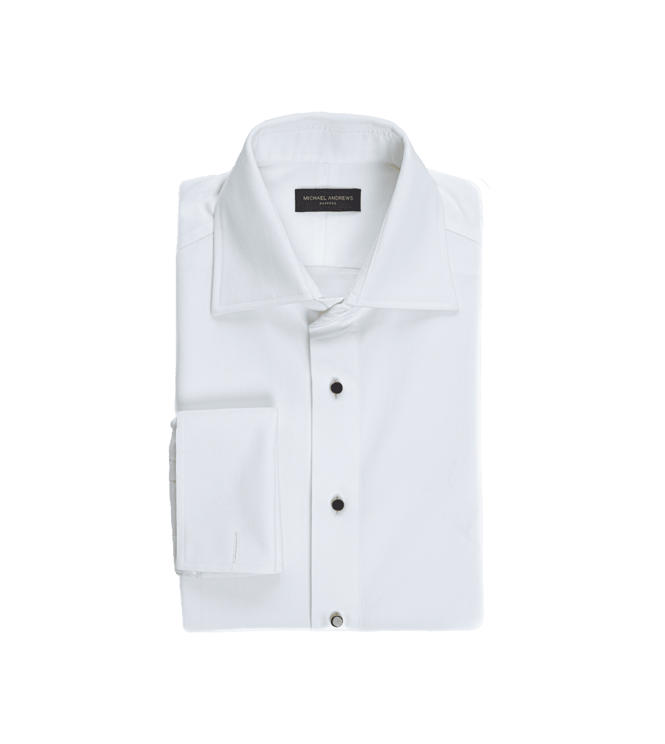 White Self-Textured Tuxedo Shirt - He Spoke Style Shop