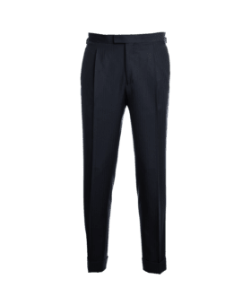 Dark Blue Wool Herringbone Pants - He Spoke Style Shop