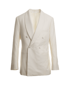 Ivory Textured 4x2 Double-Breasted Shawl Collar Dinner Jacket - He Spoke Style Shop