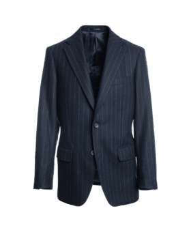 Navy Blue Chalk Stripe Flannel Suit Jacket - He Spoke Style Shop