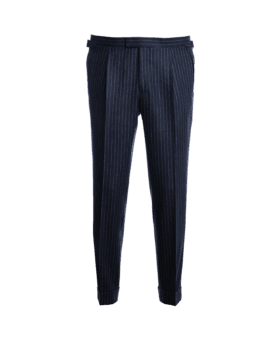 Navy Blue Flannel Narrow Chalk Stripe Pants - He Spoke Style Shop