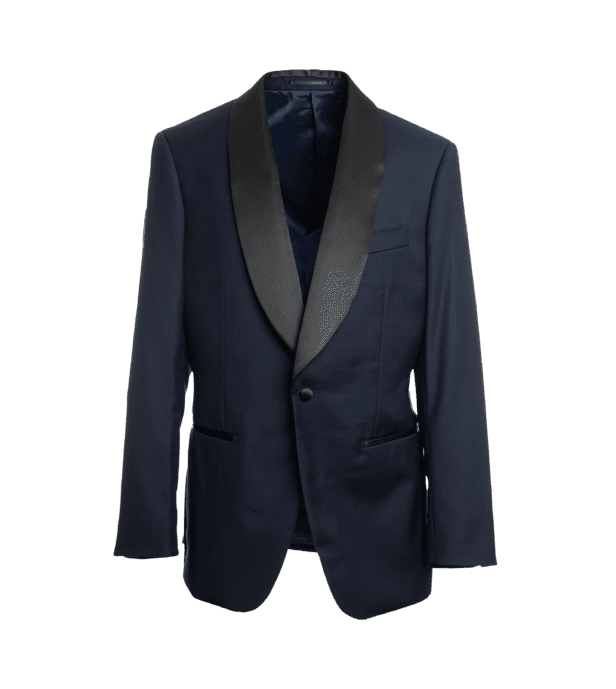 Navy Blue Shawl Collar Tuxedo Jacket - He Spoke Style Shop