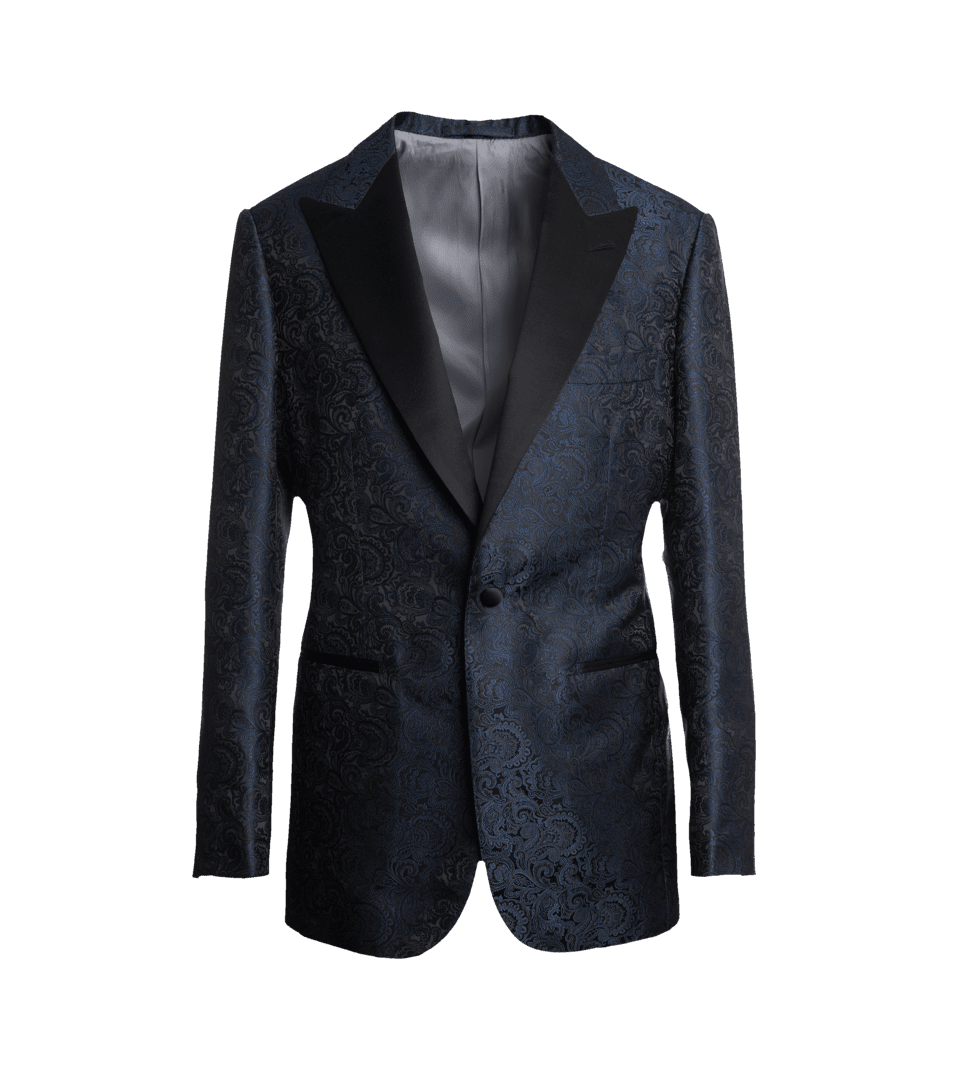 Navy Jacquard Peak Lapel Dinner Jacket - He Spoke Style Shop