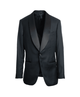 Navy Blue Subtle Flower Pattern Shawl Collar Dinner Jacket - He Spoke Style Shop