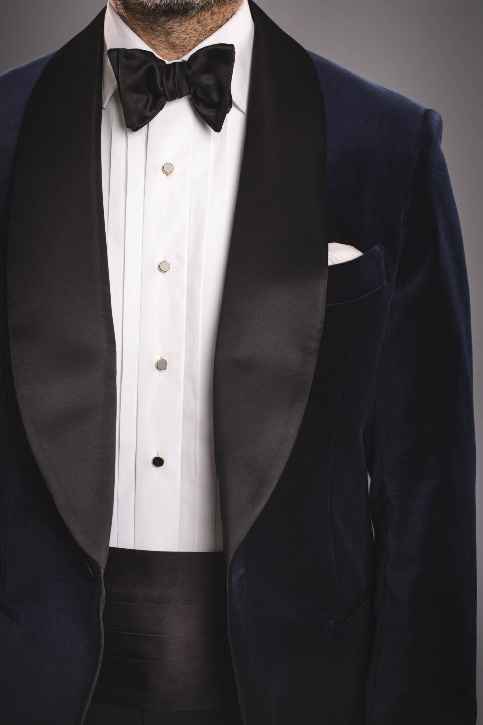 Navy Velvet Shawl Collar Tuxedo Jacket – Custom Fit by He Spoke Style