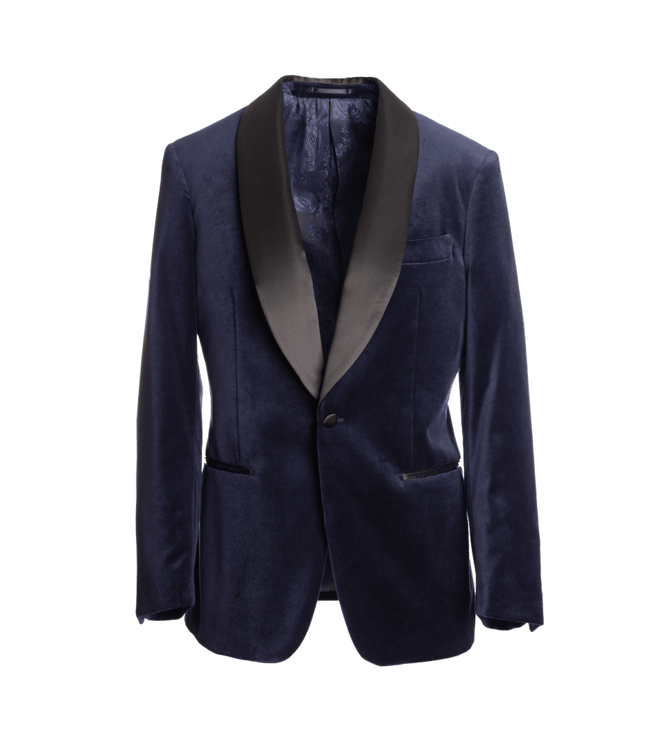 Navy Velvet Shawl Collar Dinner Jacket - He Spoke Style Shop