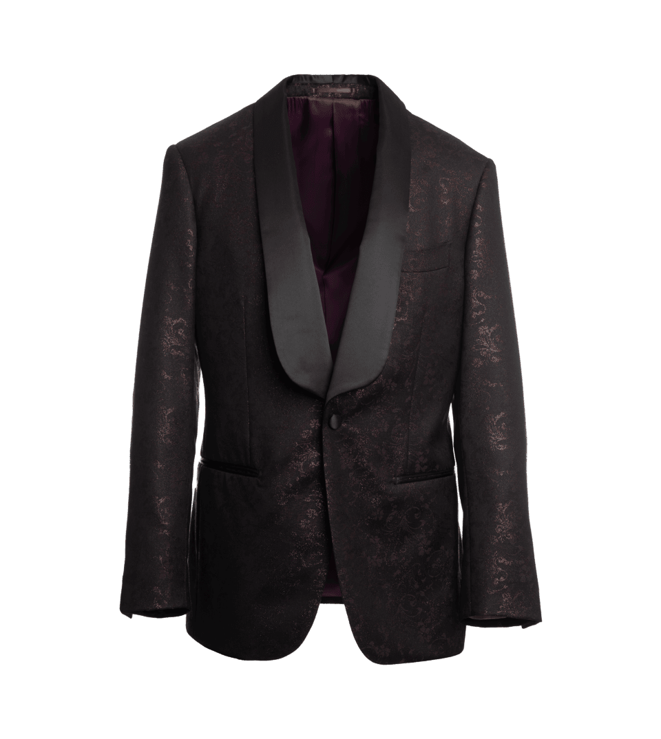 Brown Jacquard Metallic Dinner Jacket – Custom Fit by He Spoke Style