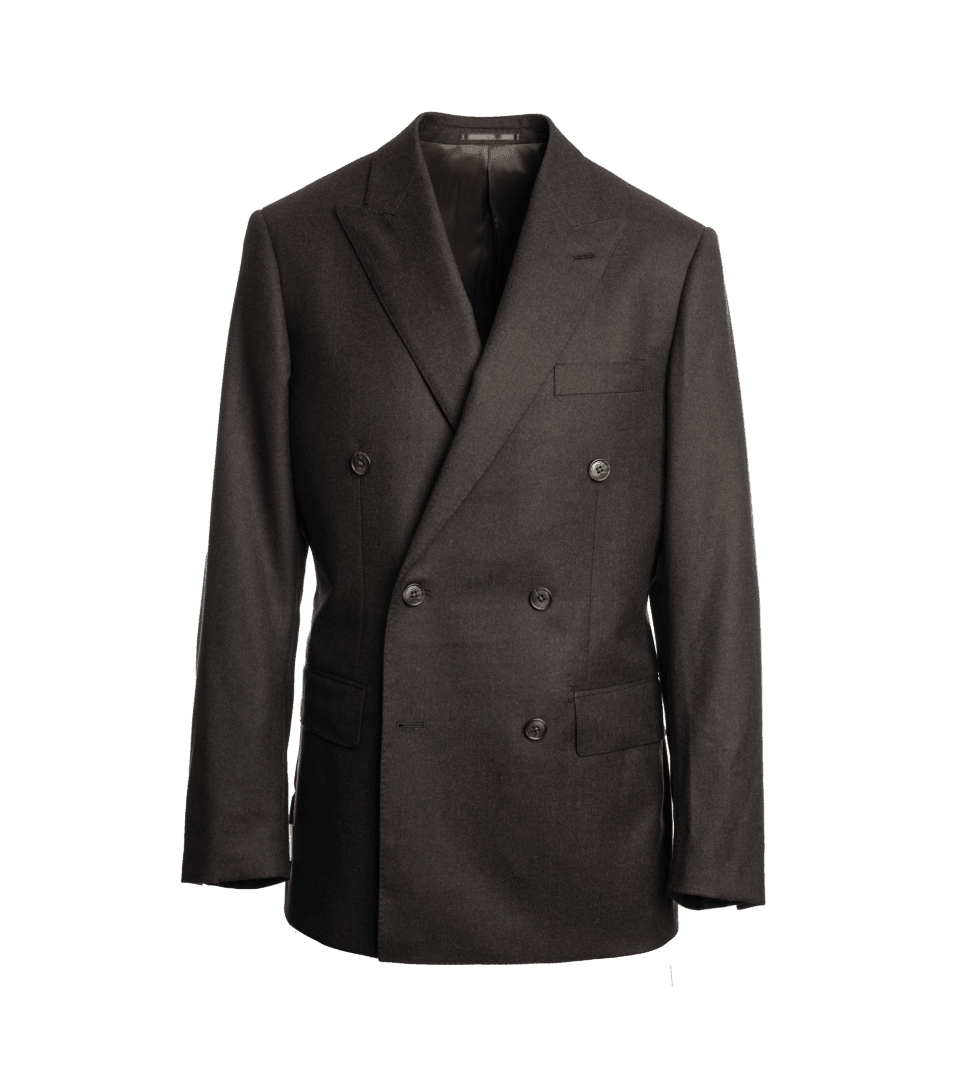 Brown Flannel Double-Breasted Suit Jacket - He Spoke Style Shop