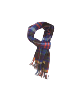 Cobalt Red Mid Green Modern Tartan Cashmere Scarf - He Spoke Style Shop