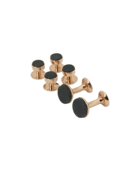 Codis Maya Bloodstone Tuxedo Stud and Cufflink Set (Rose Gold)