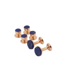 Codis Maya Lapis Lazuli Tuxedo Stud and Cufflink Set (Rose Gold) - He Spoke Style Shop