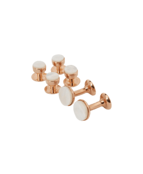 Codis Maya Mother Of Pearl Tuxedo Stud and Cufflink Set (Rose Gold) - He Spoke Style Shop