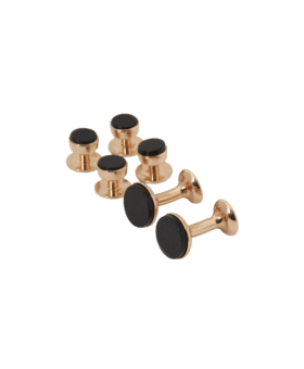 Codis Maya Onyx Stud and Cufflink Set in Rose Gold – Handmade in England