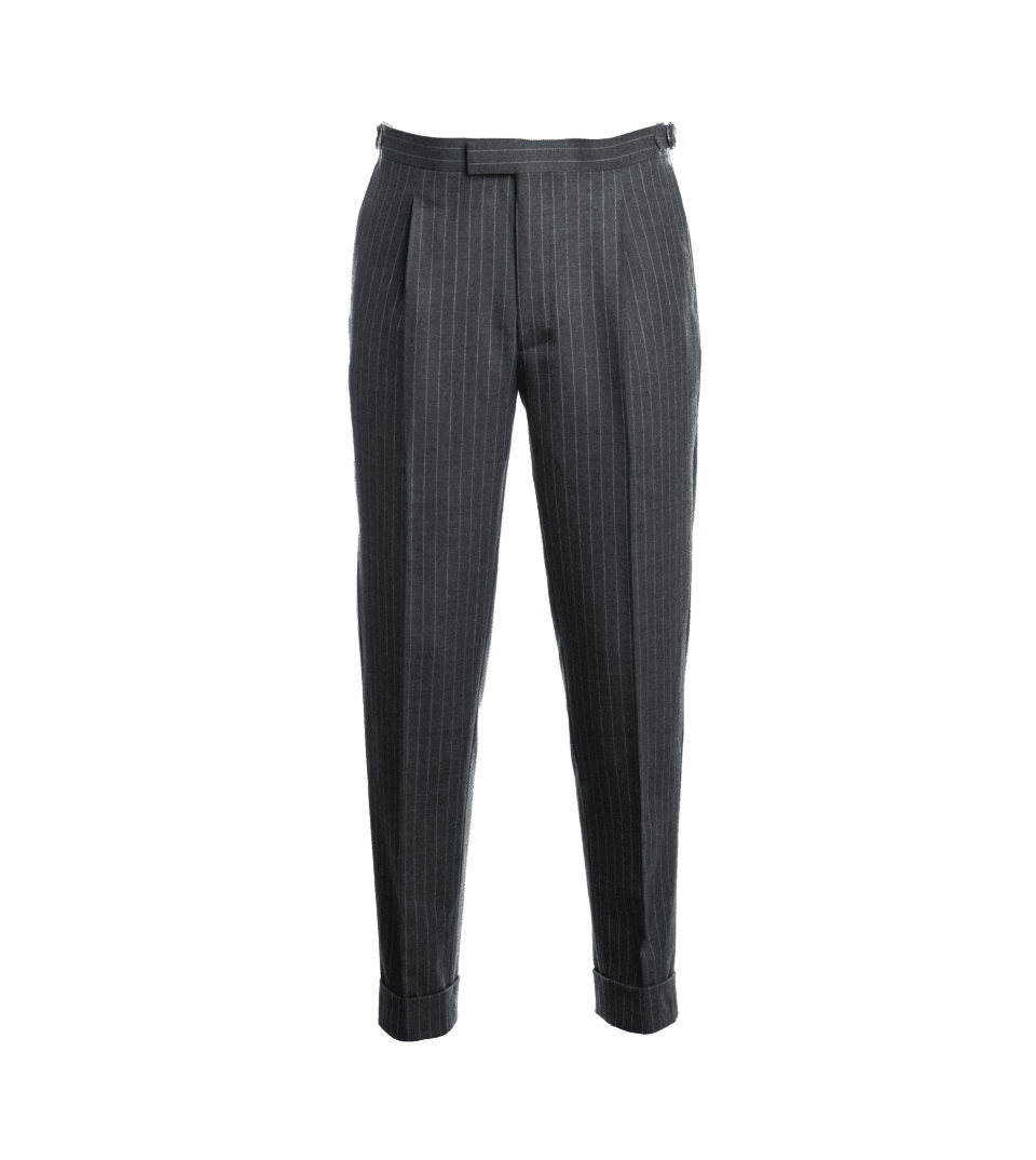 Medium Gray Flannel Pinstripe Suit Pants- He Spoke Style Shop