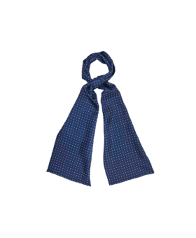 Navy Silk Scarf With White Dots - He Spoke Style Shop