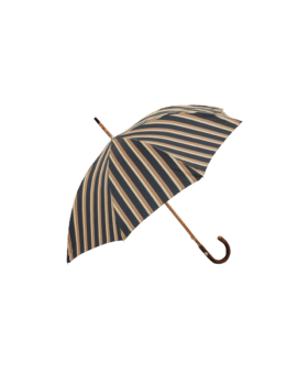 Passotti Ombrelli Navy, Tan Wide Multicolor Awning Stripe Umbrella With Solid Elm Handle - He Spoke Style Shop