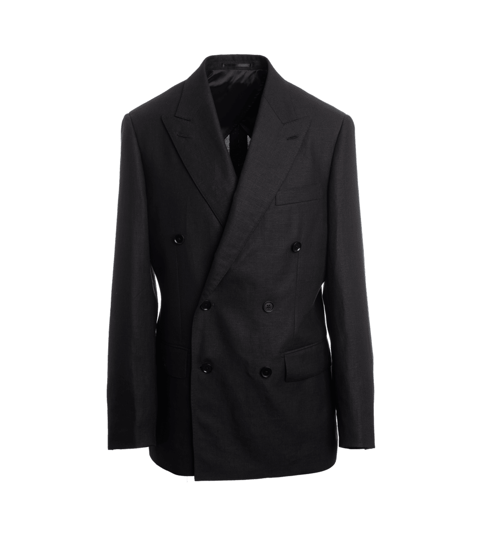 Black Double-Breasted Linen Suit Jacket – Custom Fit by He Spoke Style