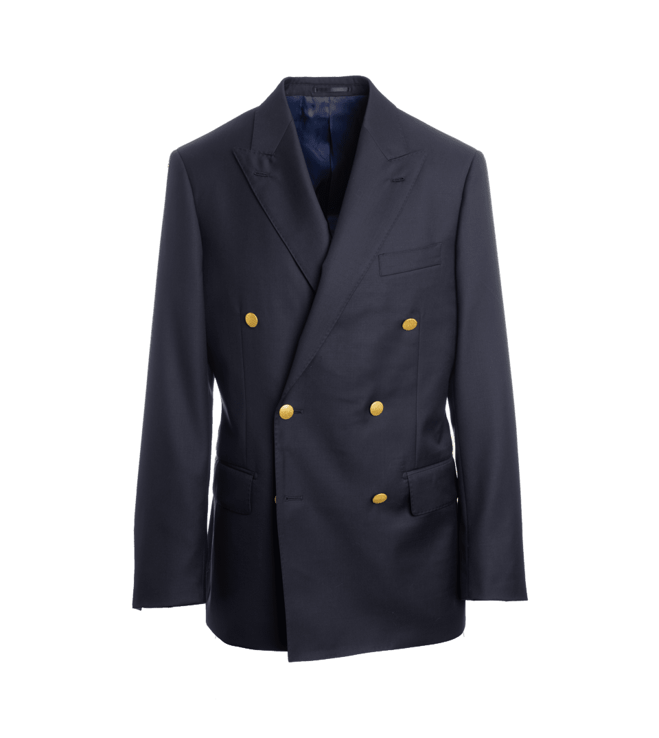 Classic Navy Blue Double-Breasted Blazer – Custom Fit by He Spoke Style