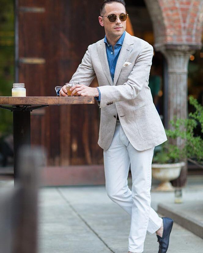 Suitsupply Blazer White Denim - He Spoke Style