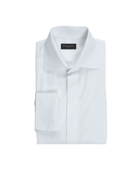 White Poplin Fly Front Tuxedo Shirt - He Spoke Style Shop