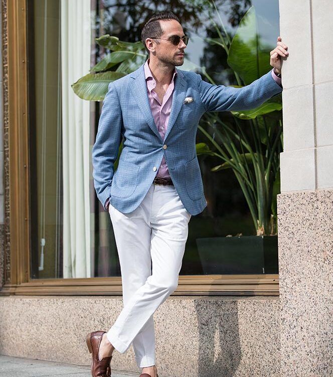 white chinos outfit idea