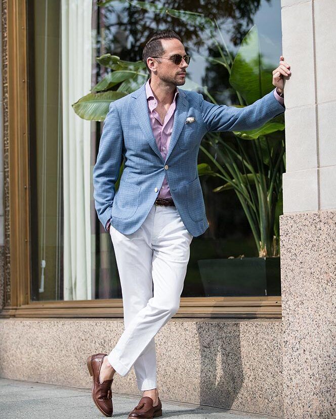white chinos outfit idea