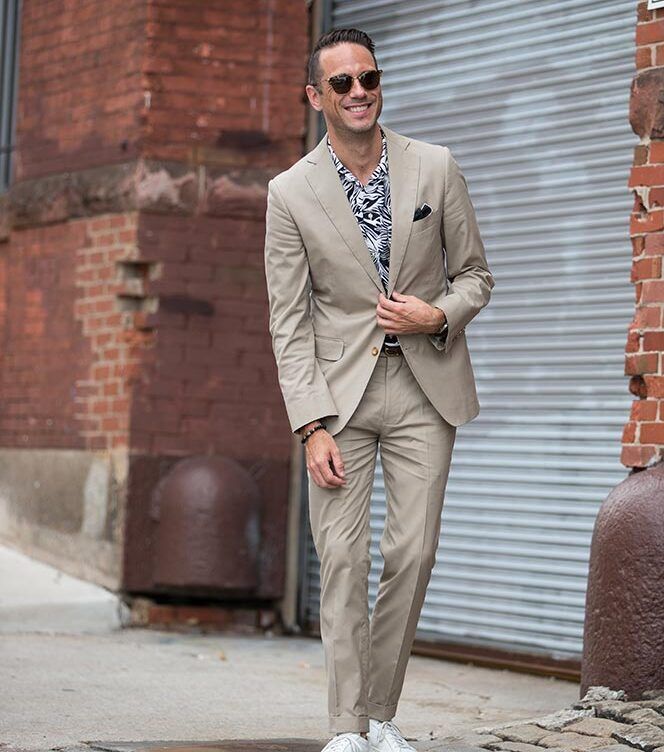Khaki Suit, White Sneakers | He Spoke Style Khaki Suit, White Sneakers | He Spoke Style