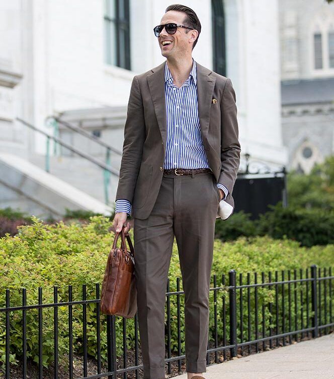 Summer Business Casual: Cotton Suit, No Tie