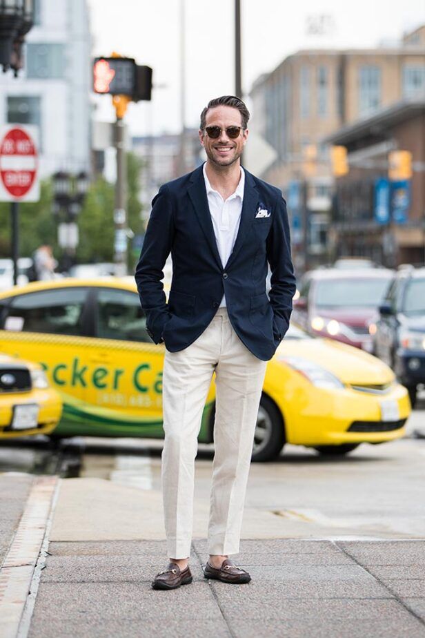 polo shirt under blazer