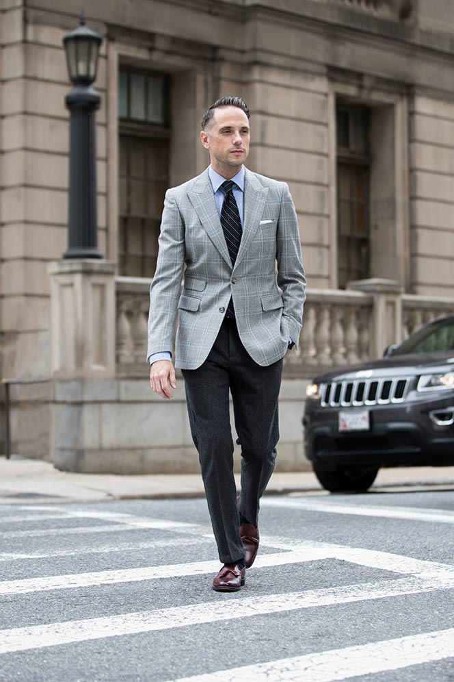 grey dress outfit men Dressing For The First Day At a New Job