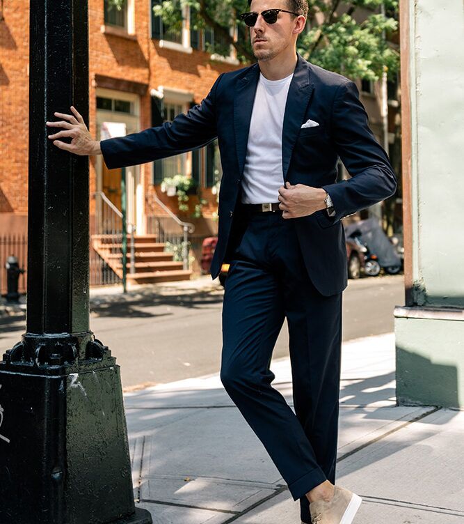 blue suit dress shirt Blue and Black Mini Check 3 Piece Suit starting at $249 main image 0