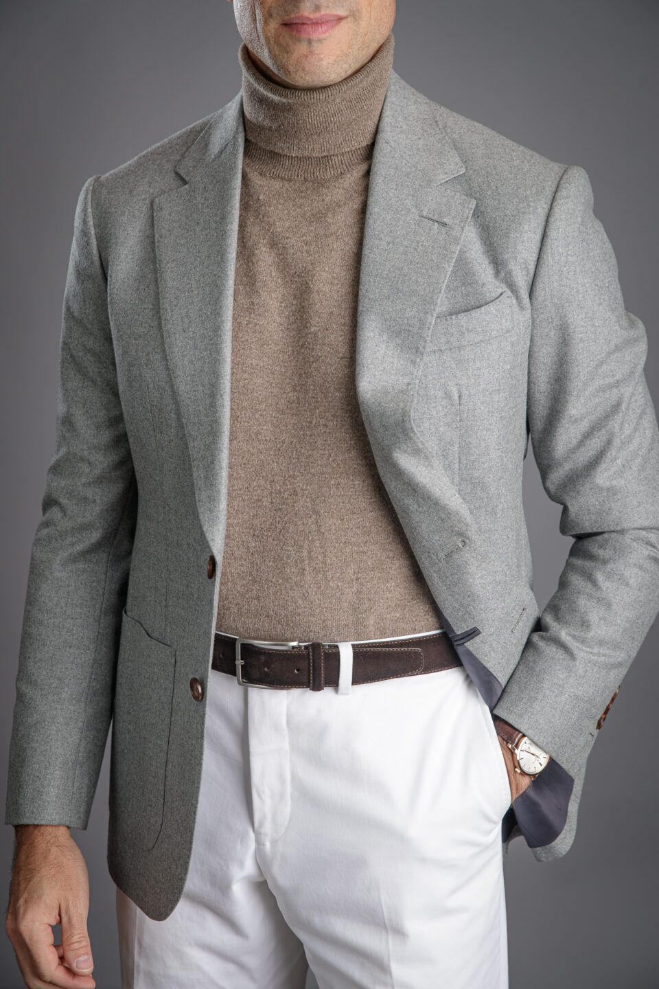 Tailored Light Grey Flannel Sport Coat – Perfect for Smart Casual Wear