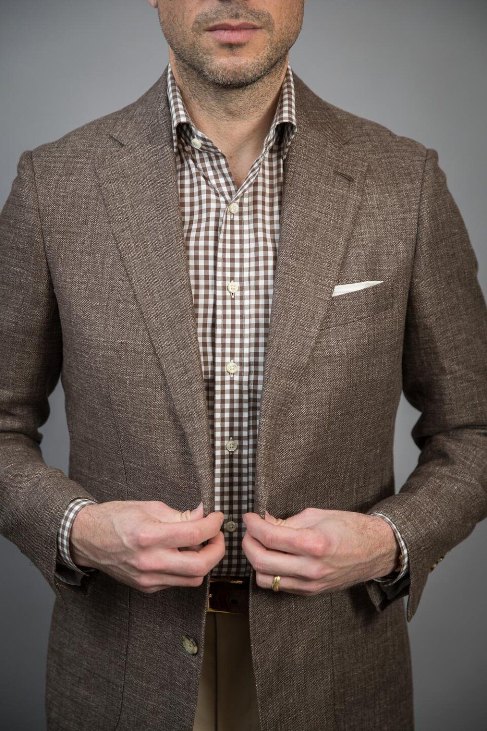 Men's Lightweight Brown Blazer in Wool-Linen Blend – Elegant & Versatile