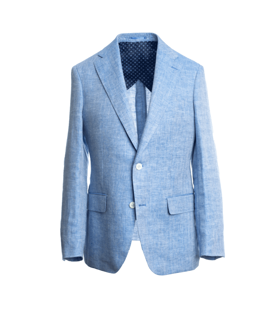 Azure Blue Herringbone Linen Sport Coat – Custom Fit by He Spoke Style