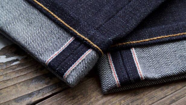 Close up of selvedge denim finishing