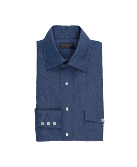 Dark Blue Denim Western Shirt With Snaps - He Spoke Style Shop