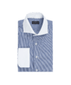 Navy Bengal Stripe Contrast Collar French Cuff Dress Shirt - He Spoke Style Shop