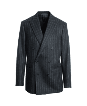 Gray Flannel Chalk Stripe Double-Breasted Suit Jacket - He Spoke Style Shop