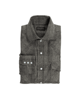 Gray Brown Wool Plaid Western Snap Shirt - He Spoke Style Shop