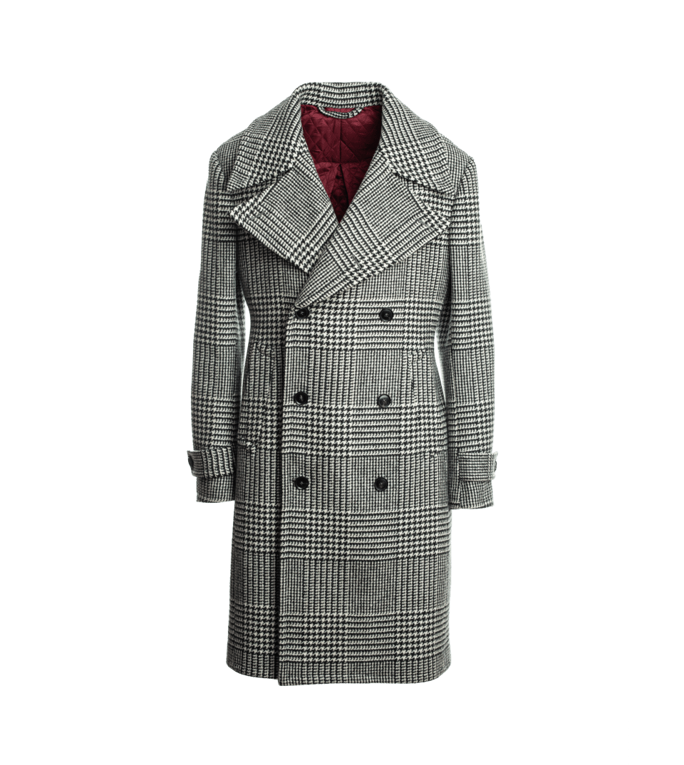 Black & White Big Prince Of Wales Check Wool Overcoat - He Spoke Style Shop